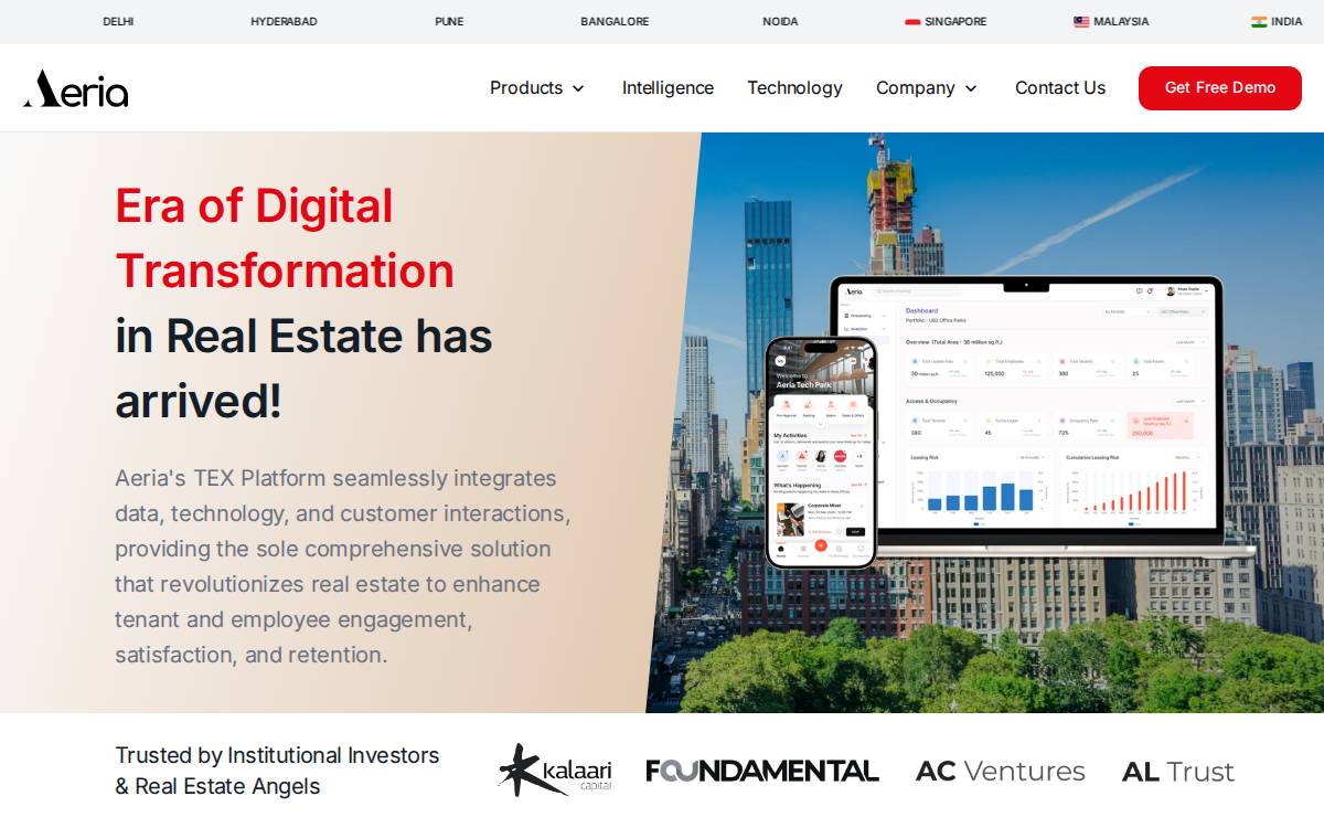 Aeria website preview