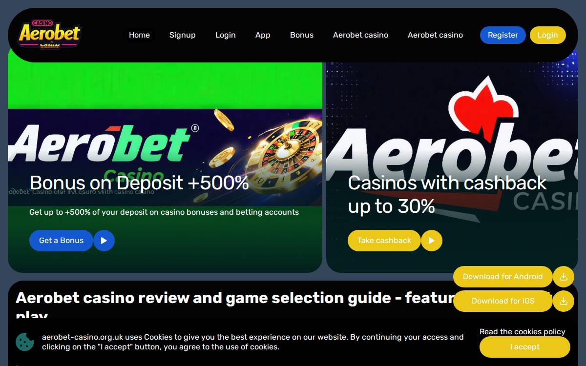 Aerobet Casino website preview