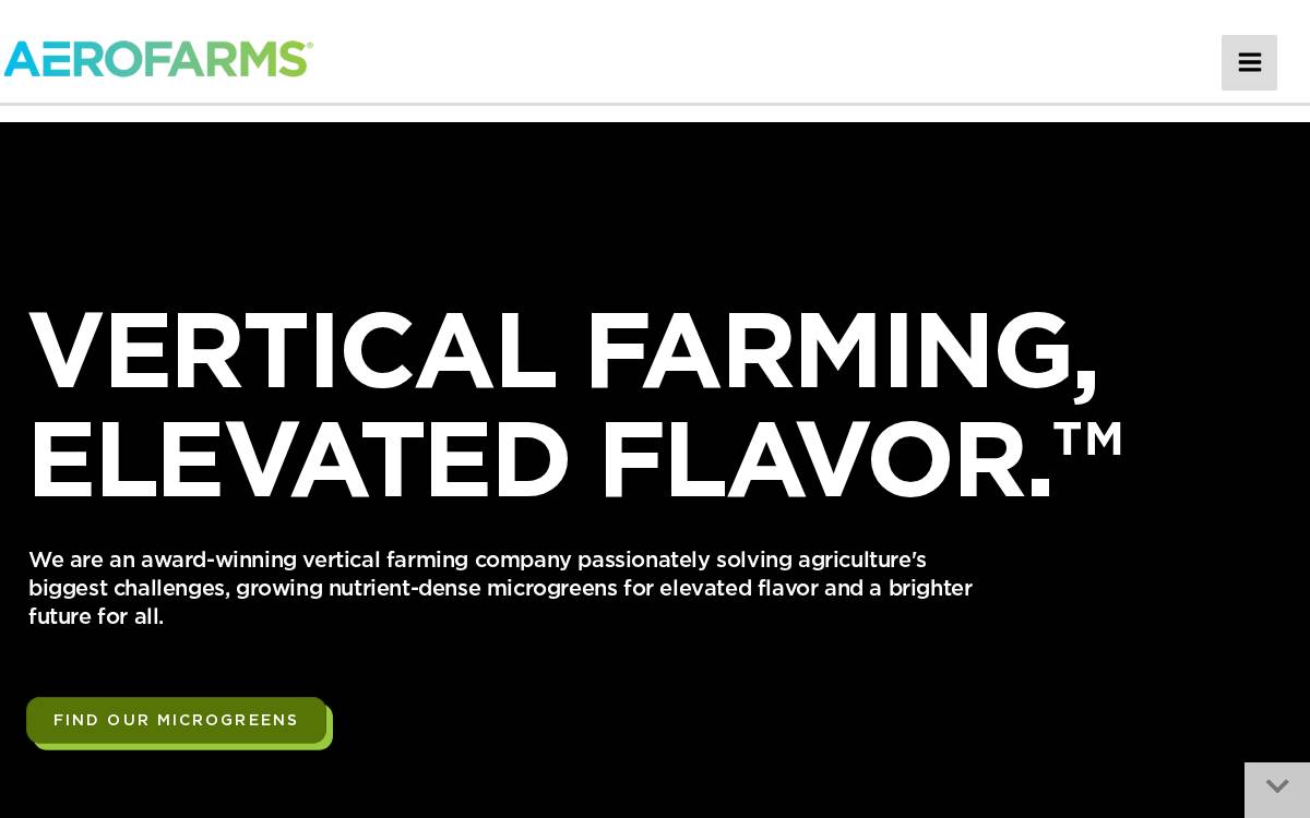 AeroFarms website preview