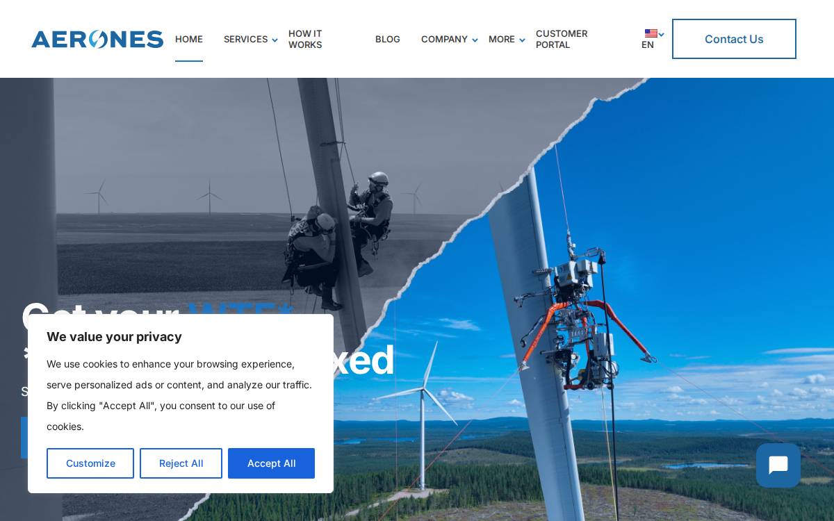 Aerones website preview