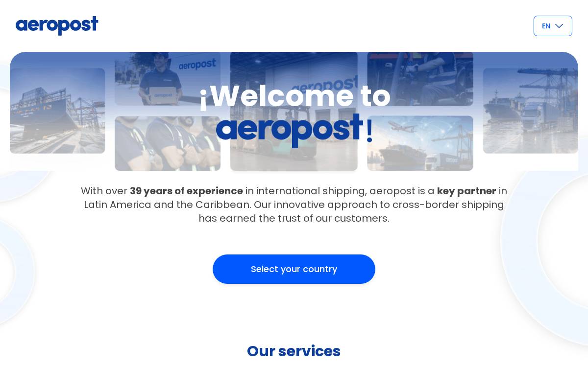 Aeropost website preview