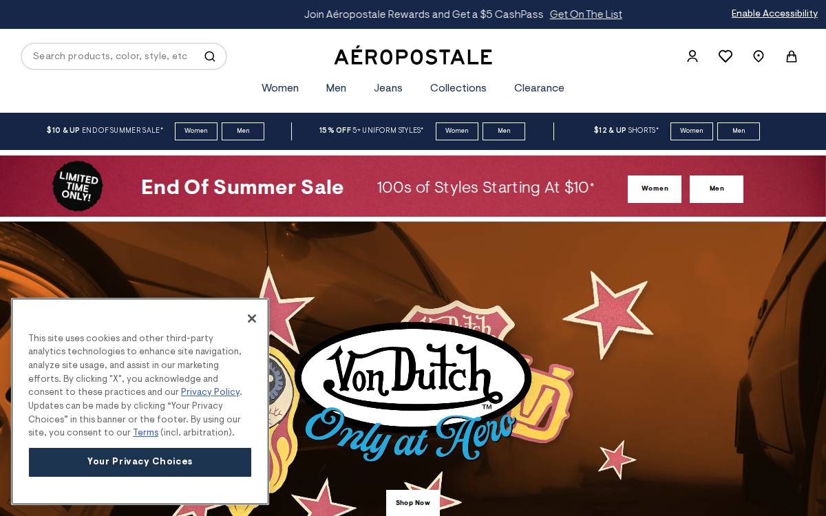 Aeropostale website preview