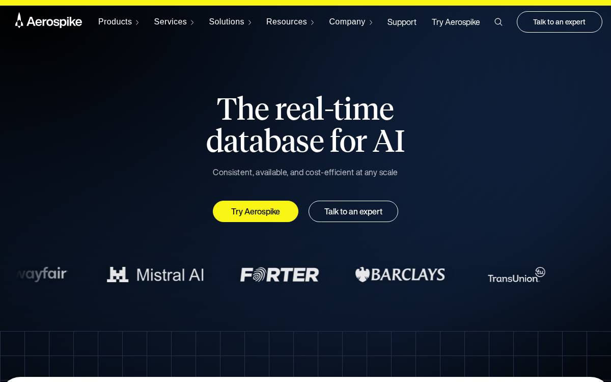 Aerospike website preview