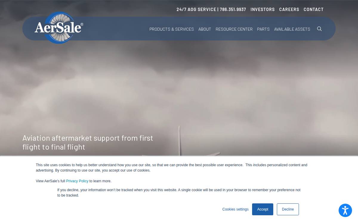Aersale website preview