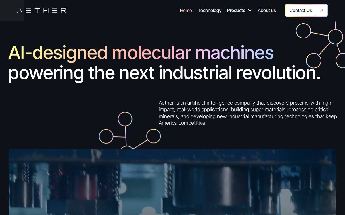 Aether Bio website preview