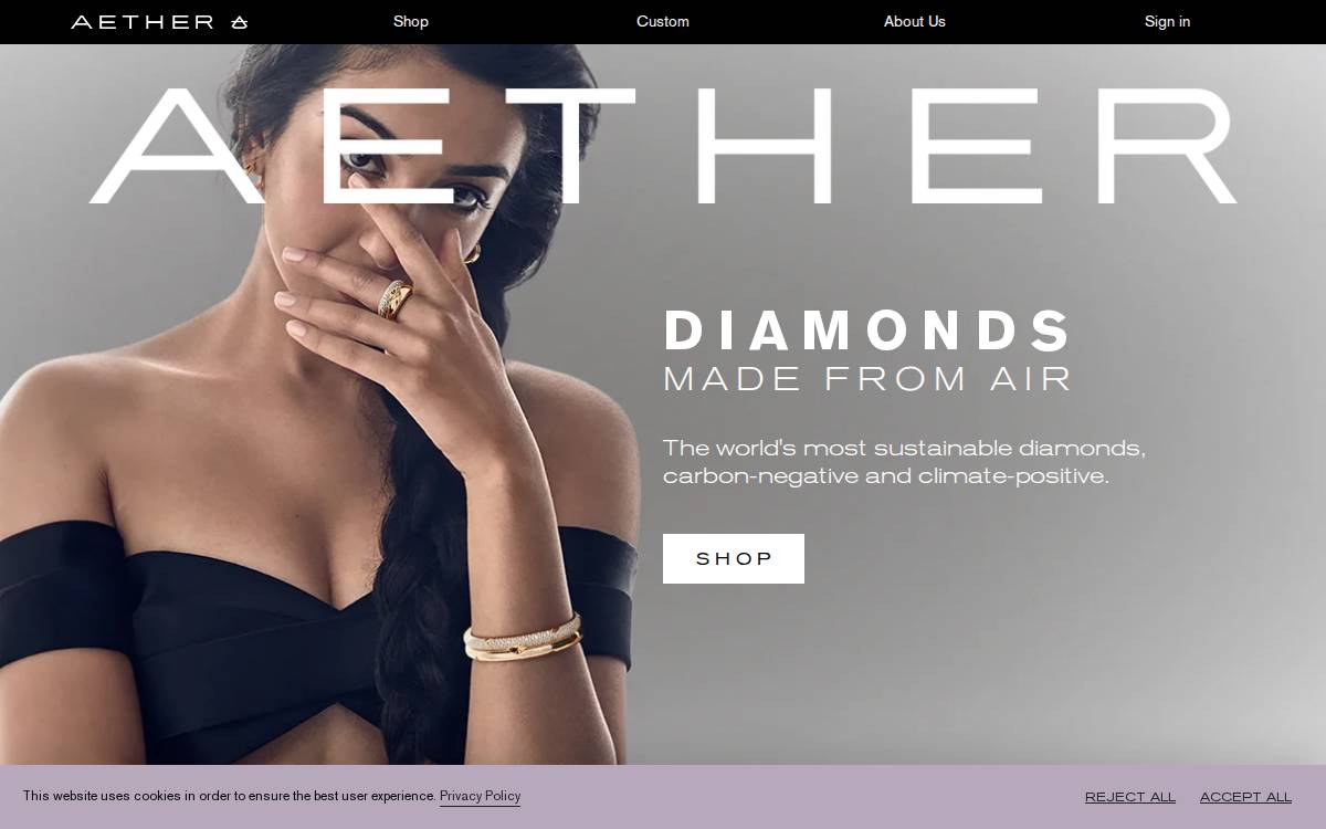 Aether Diamonds website preview