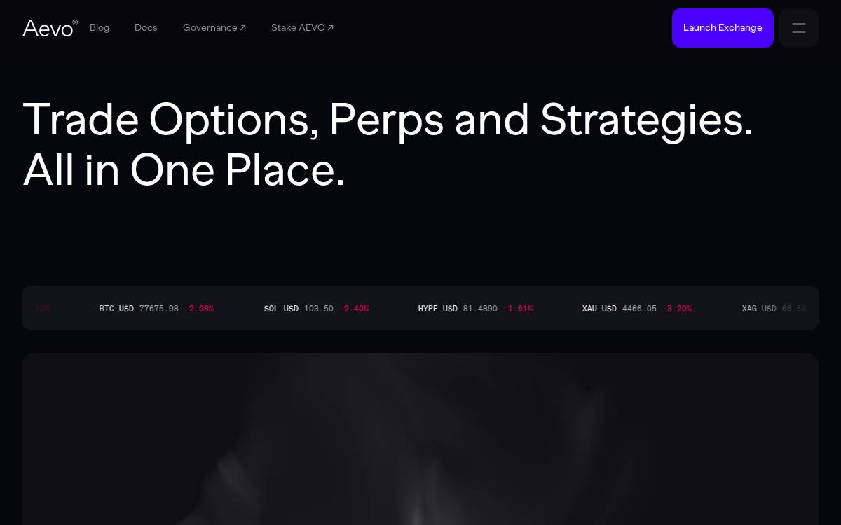 Aevo website preview