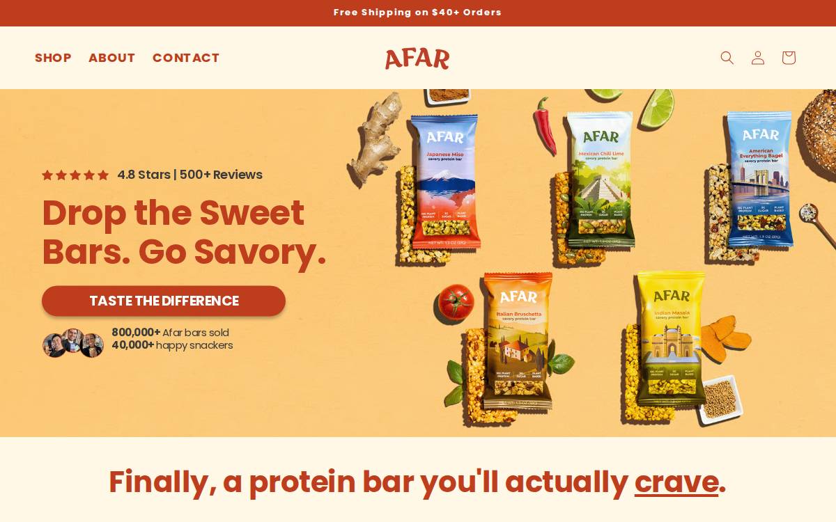 Afar Foods, Inc. website preview