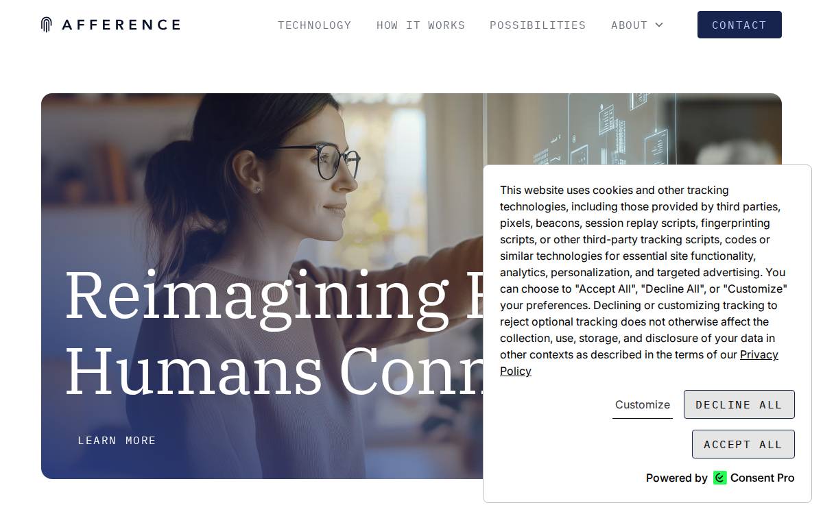 Afference website preview
