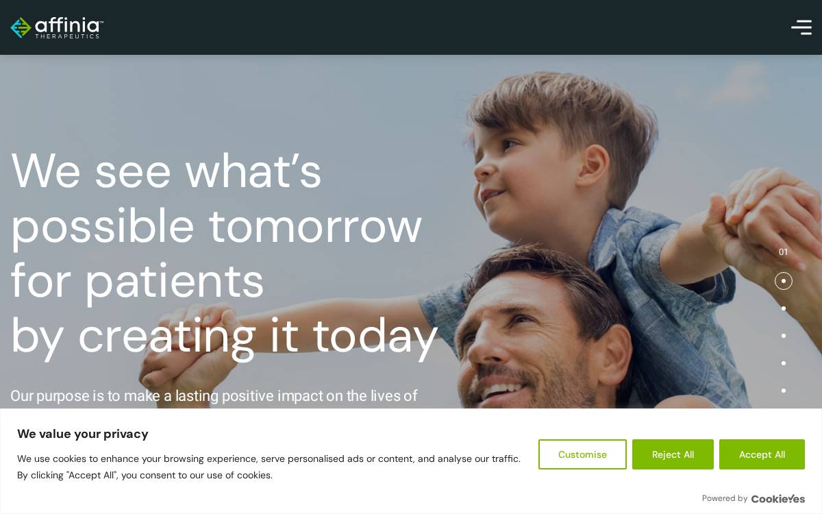 Affinia Therapeutics website preview