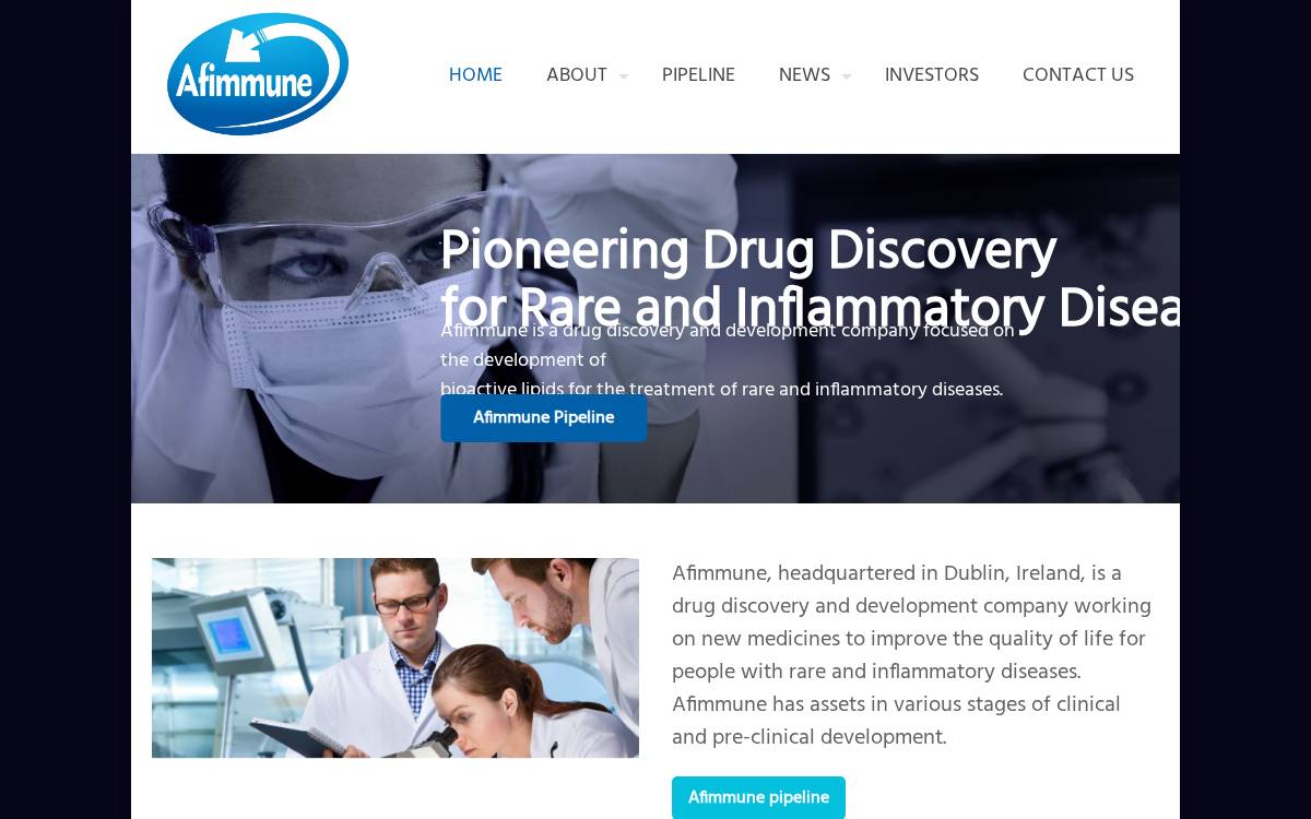 Afimmune website preview