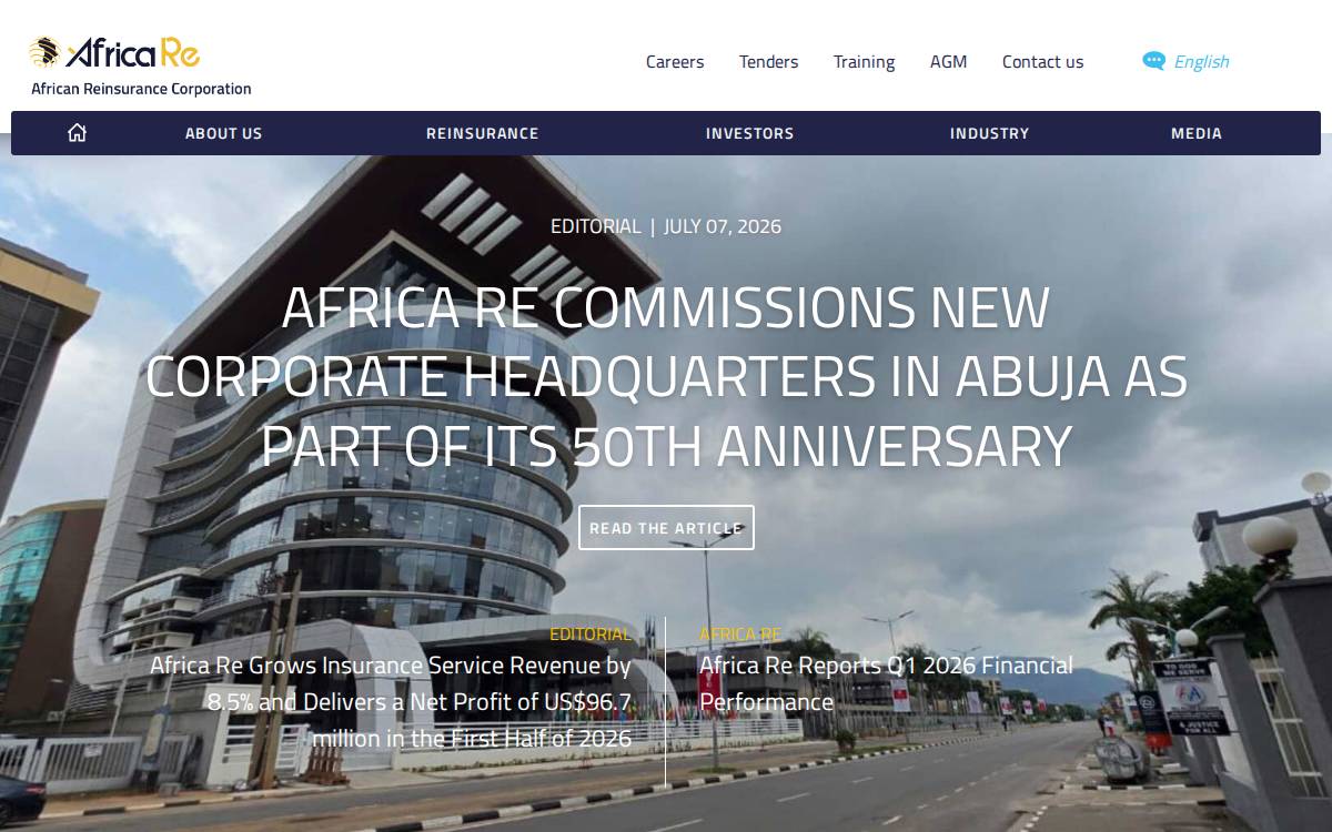 Africa Re website preview