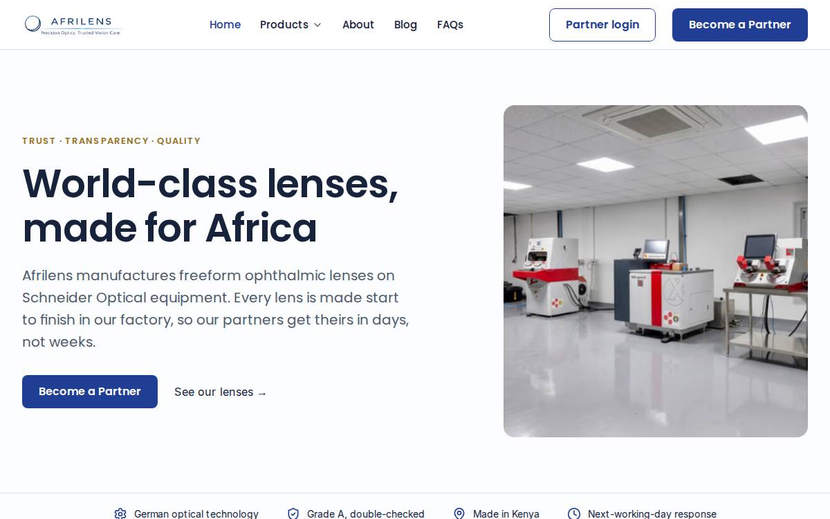 Afrilens website preview