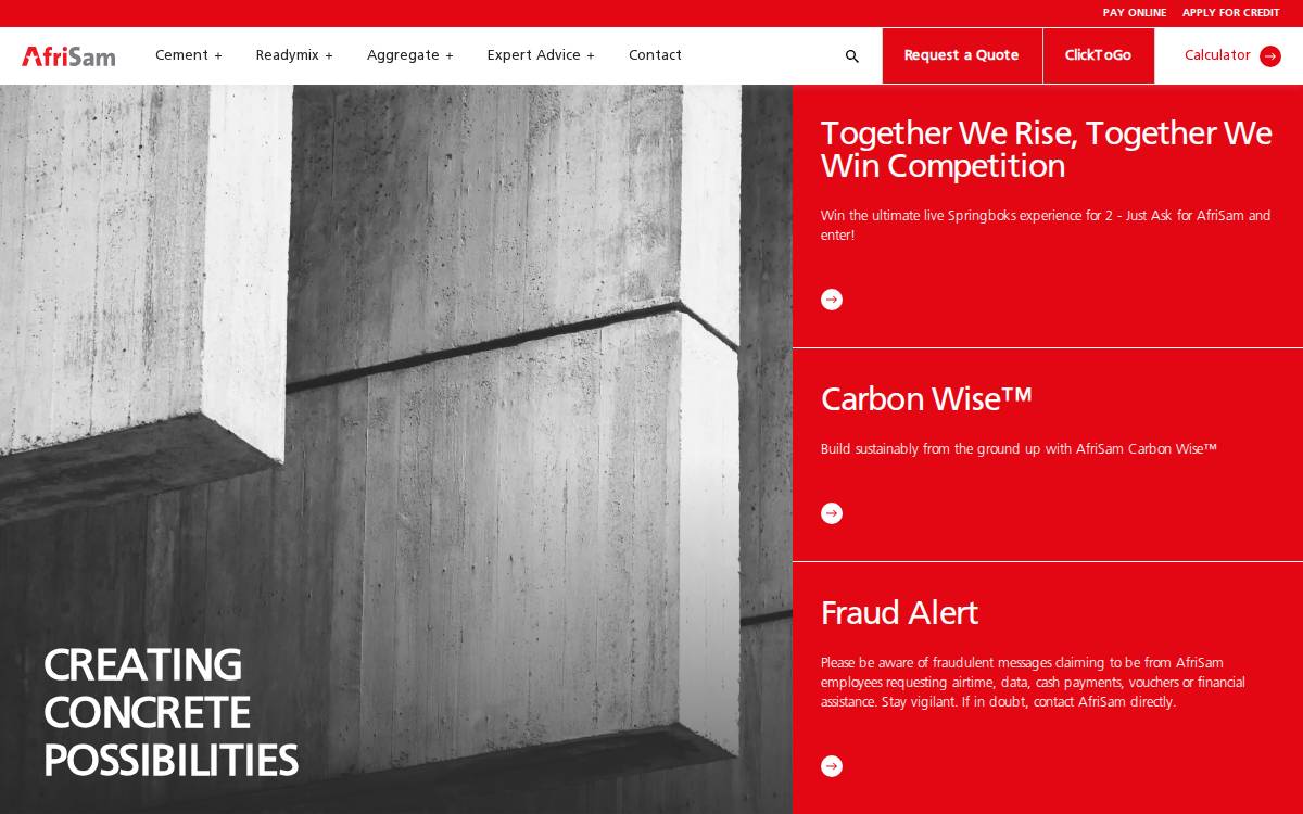 AfriSam website preview