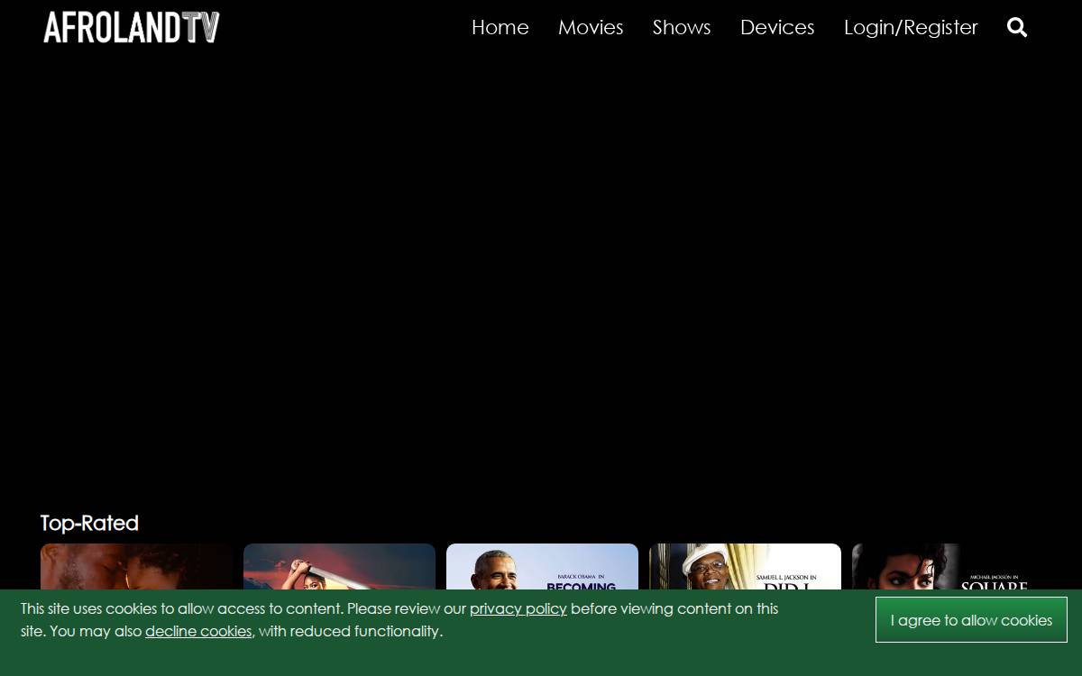 AfroLandTV website preview