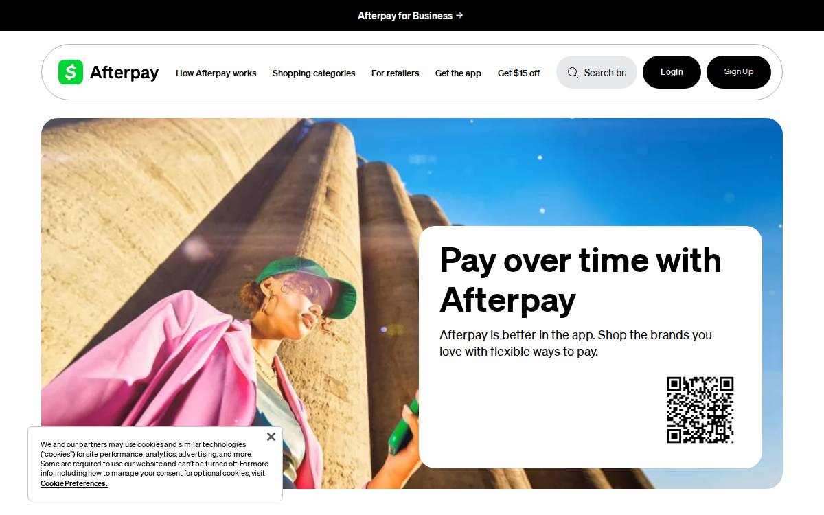 Afterpay website preview