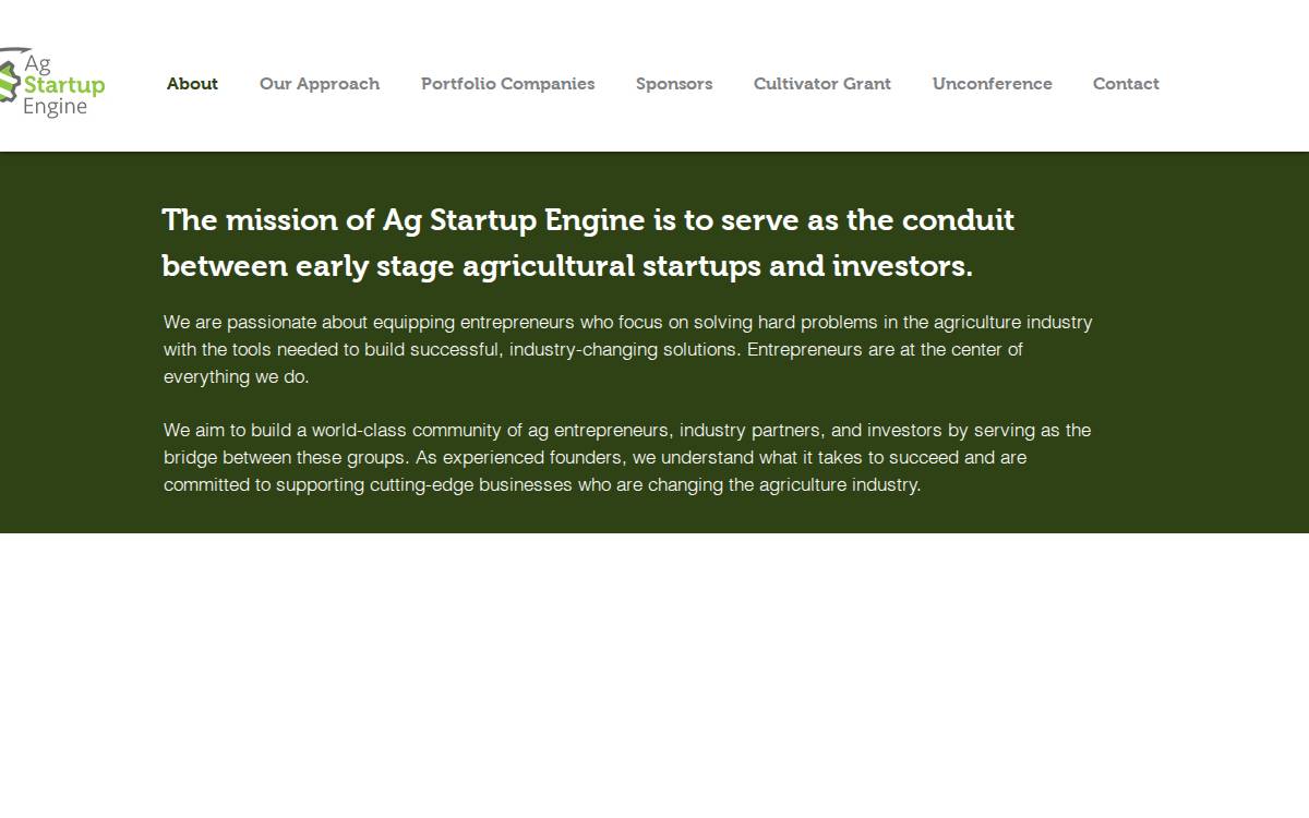 Ag Startup Engine website preview