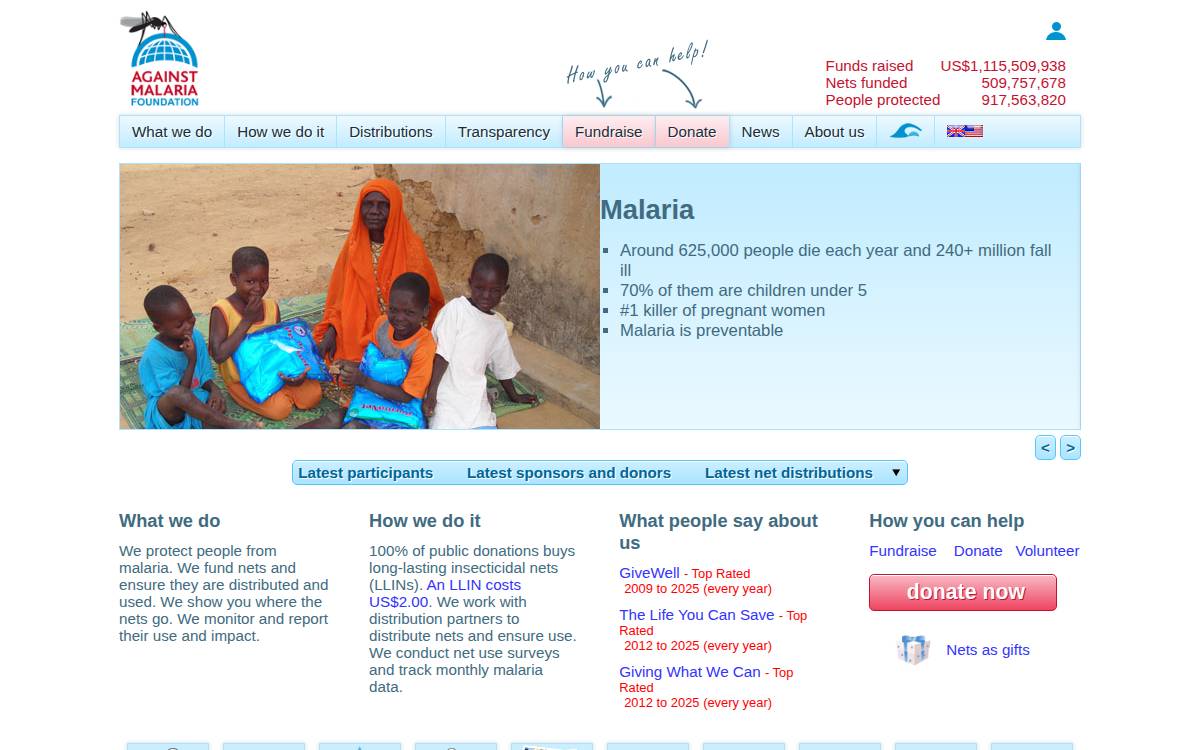 Againstmalaria website preview