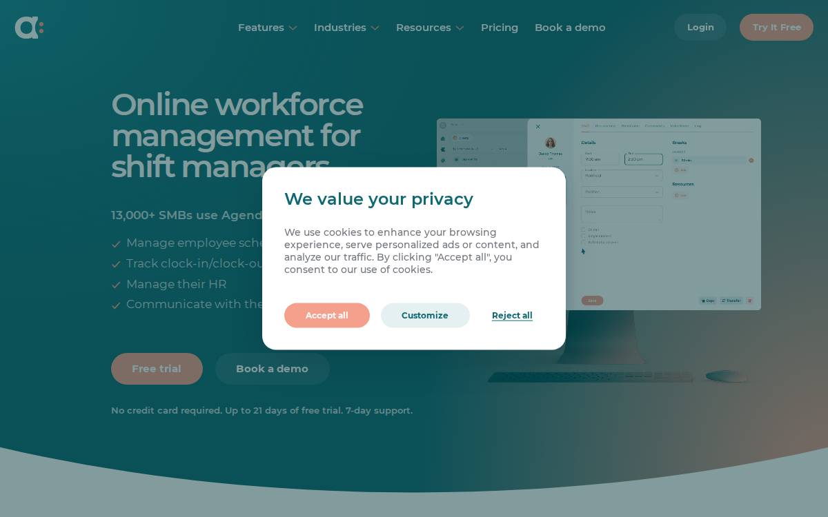 Agendrix website preview
