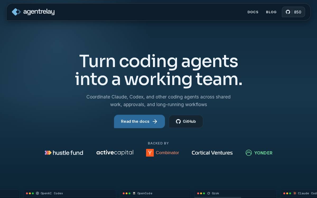 Agent Relay website preview