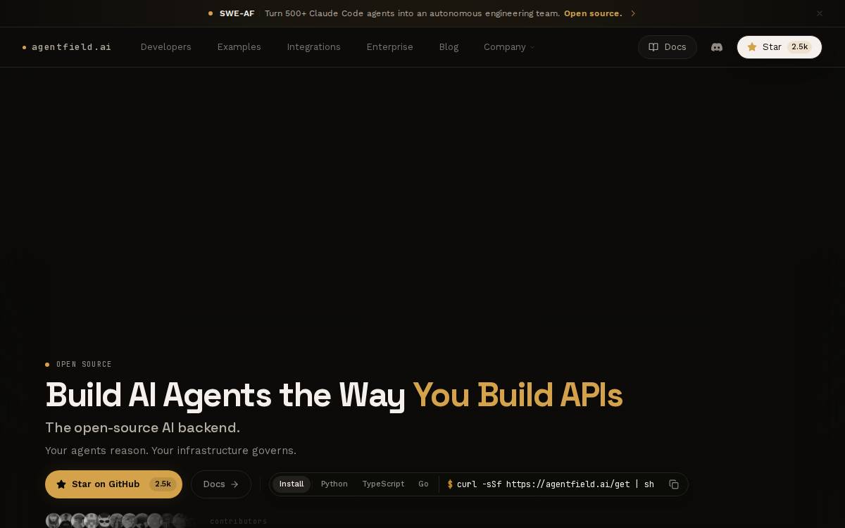 Agentfield website preview