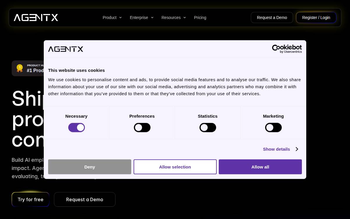 Agentx website preview