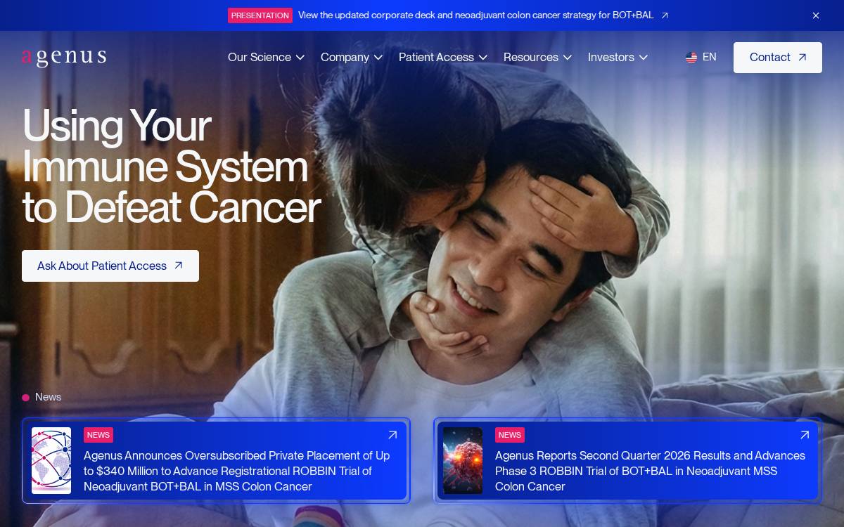 Agenus website preview