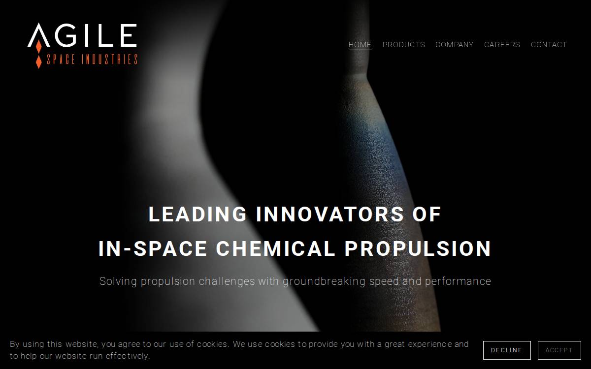Agile Space Industries website preview