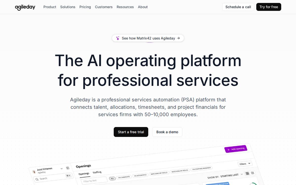 Agileday website preview