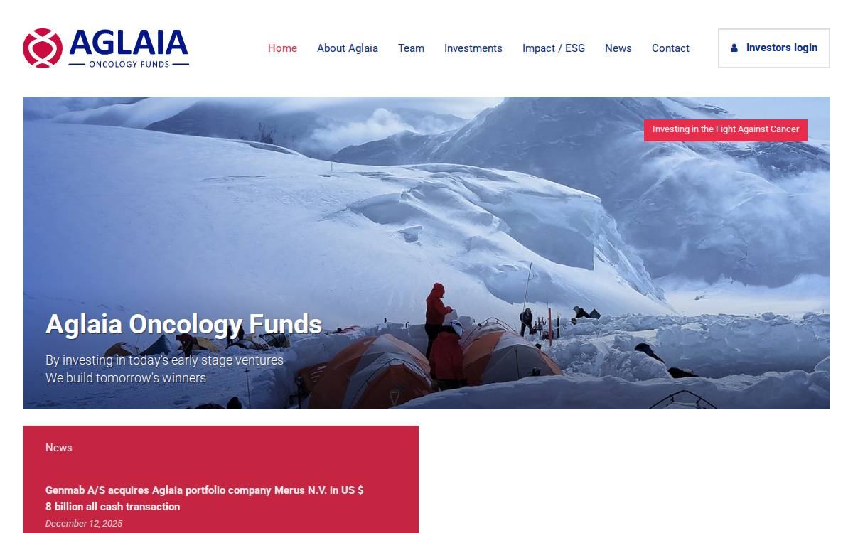 Aglaia Oncology Funds website preview