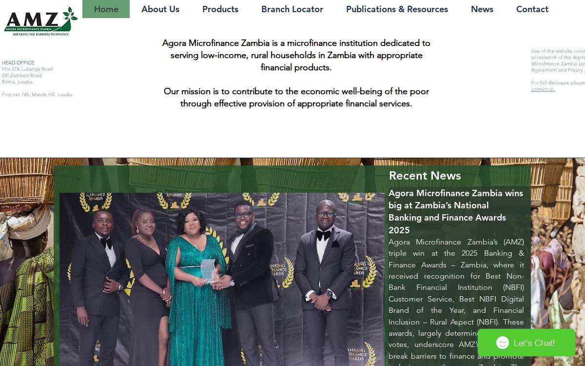 Agora Microfinance Zambia website preview