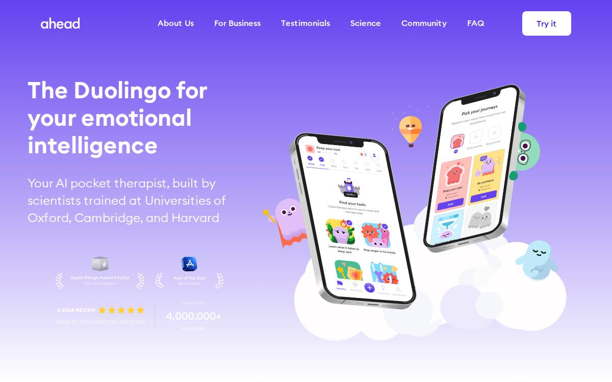 Ahead App website preview