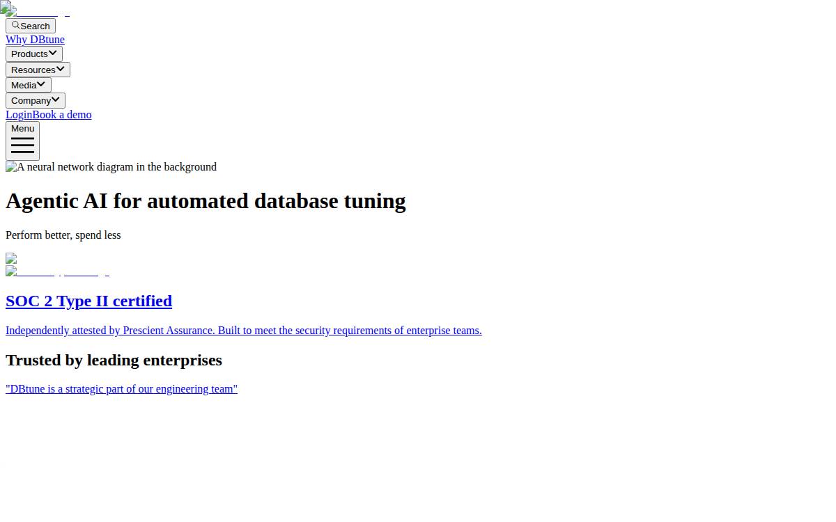 AI-powered Database Tuning website preview