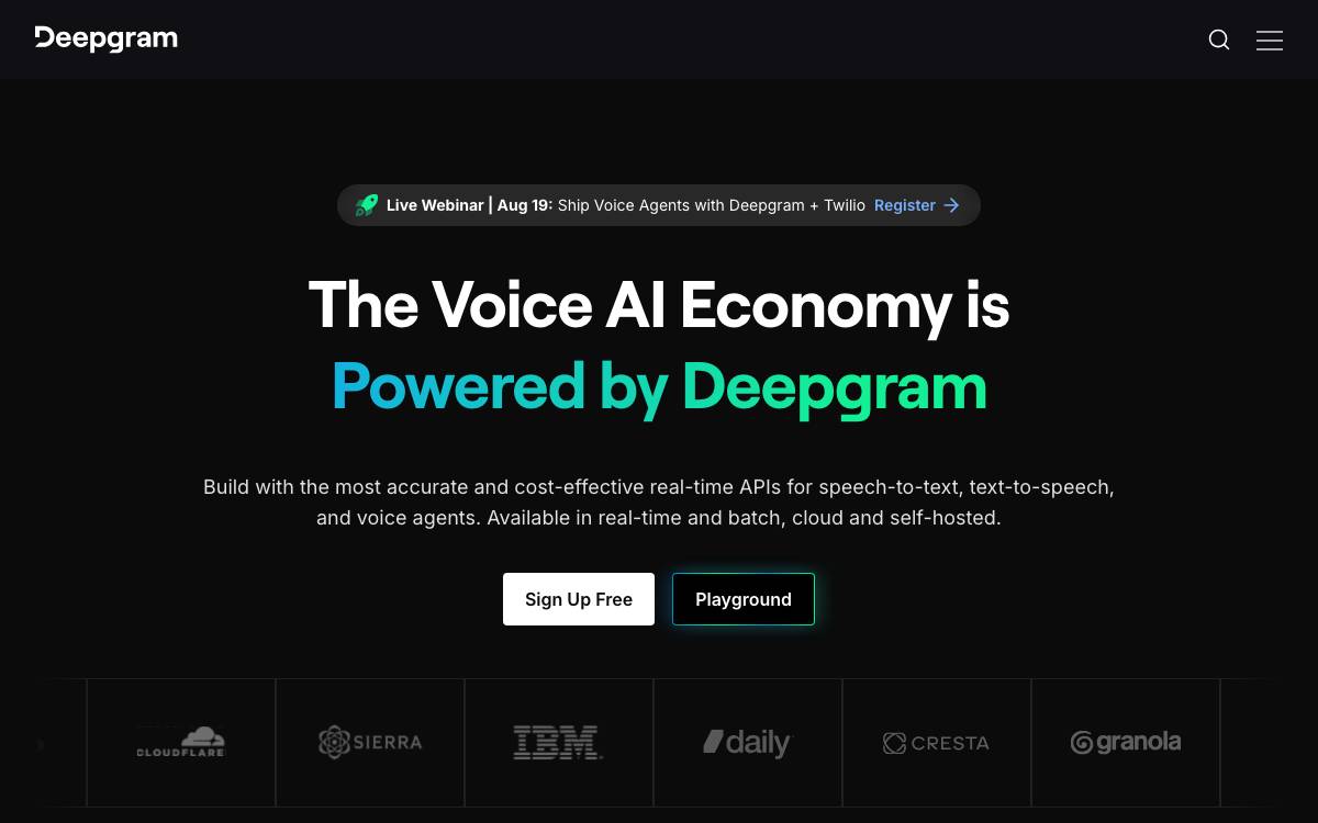 Deepgram website preview