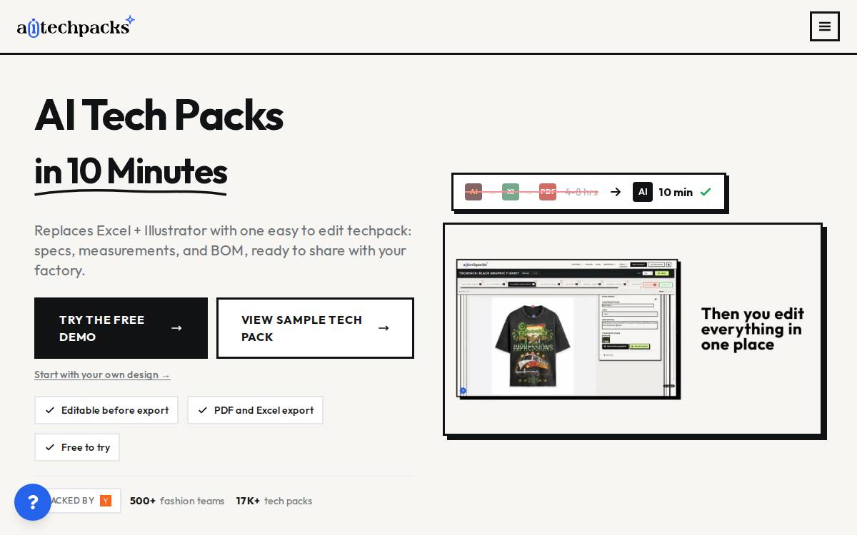 AI Tech Packs website preview