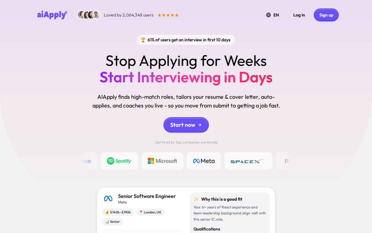 AiApply website preview