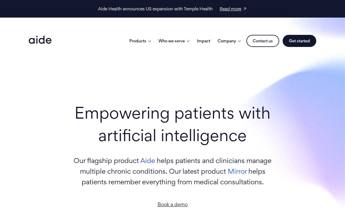 Aide Health website preview