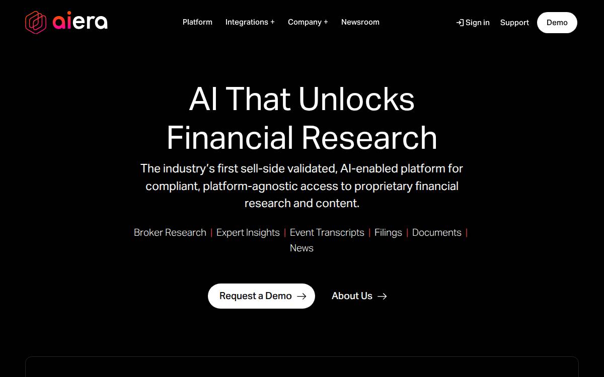 Aiera website preview
