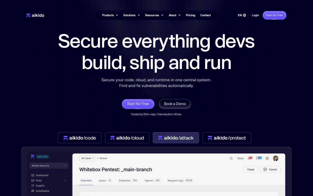Aikido Security website preview