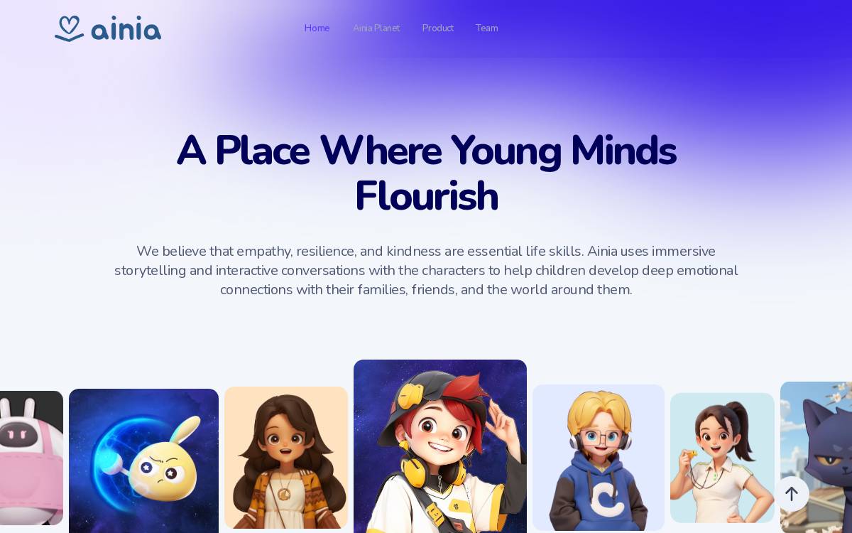 Ainia website preview
