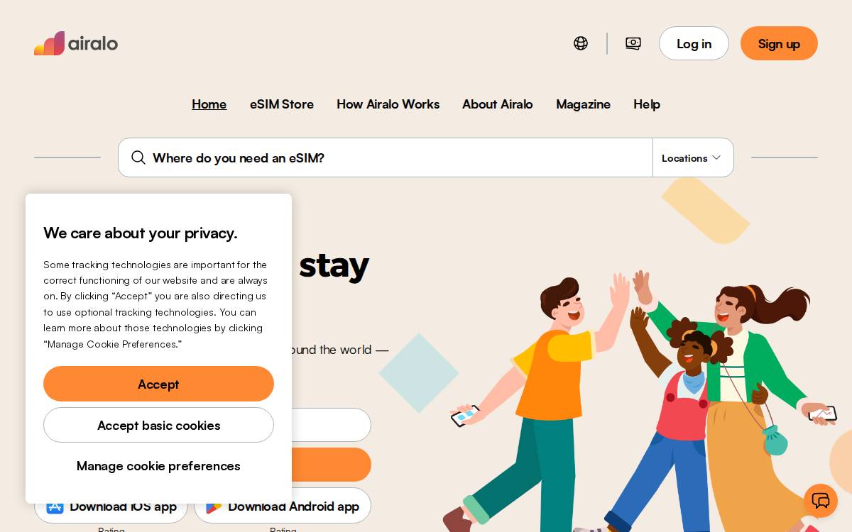Airalo website preview