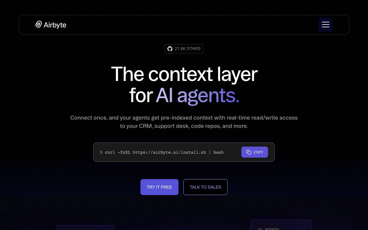 Airbyte website preview
