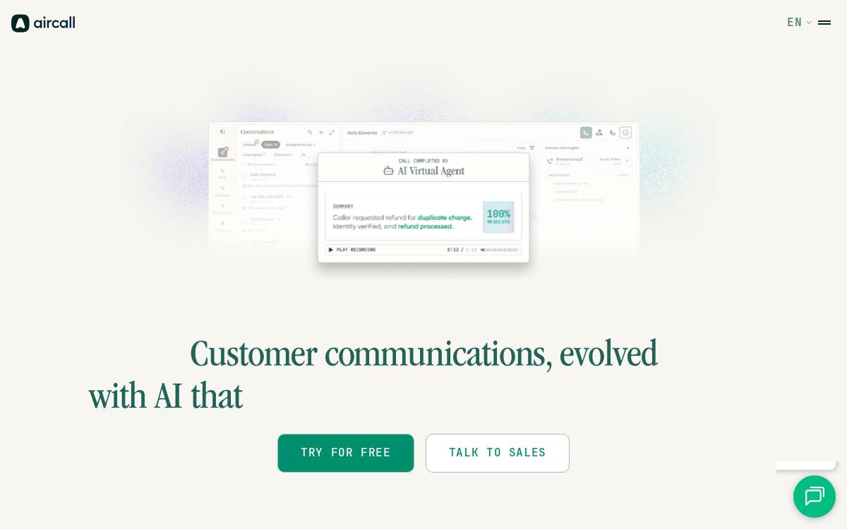 Aircall website preview
