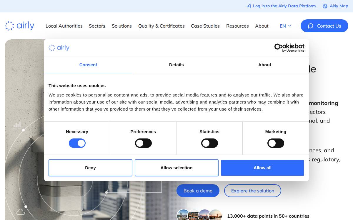 Airly website preview