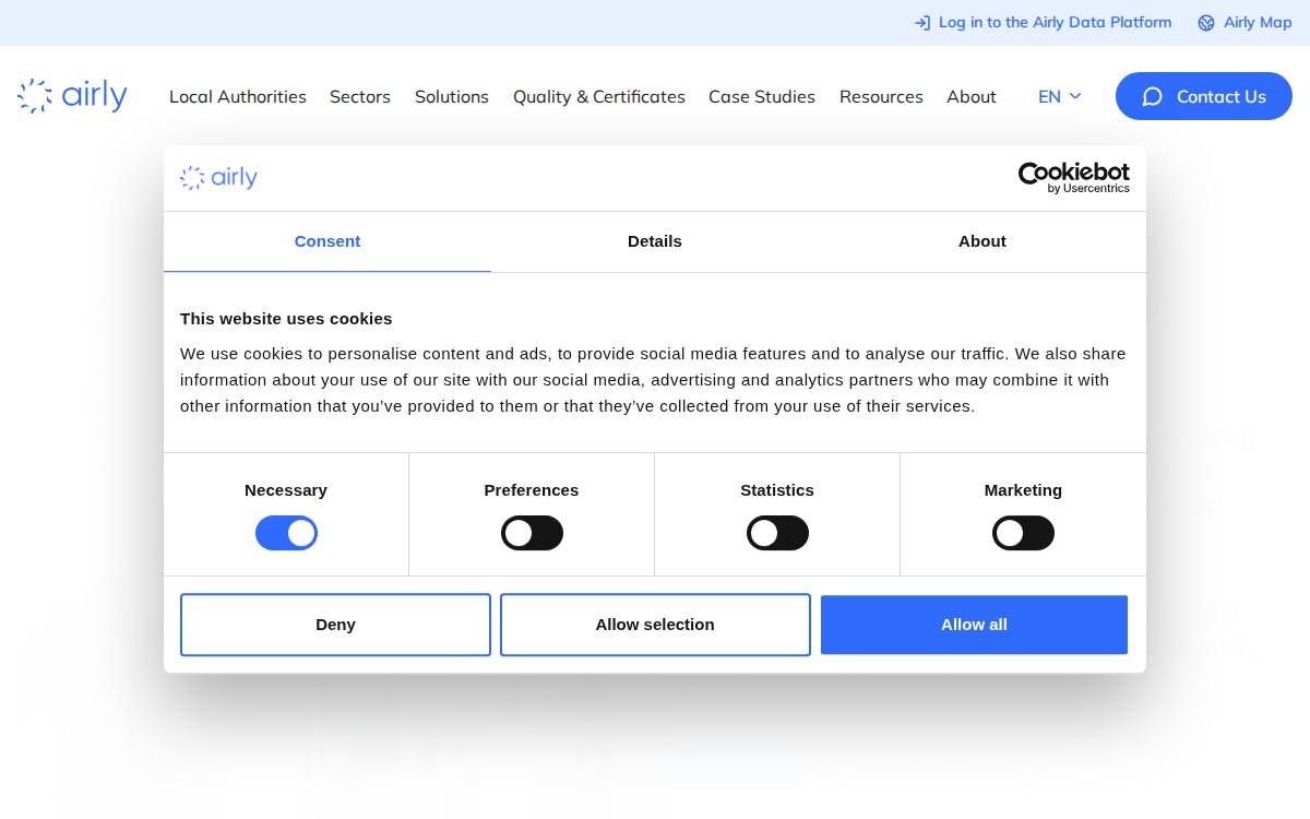 Airly website preview