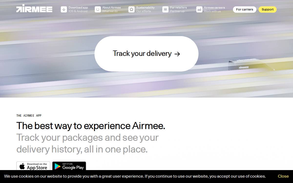Airmee website preview