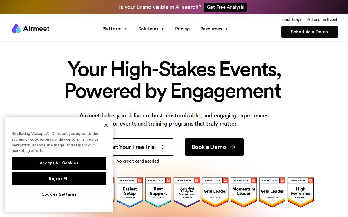 Airmeet website preview