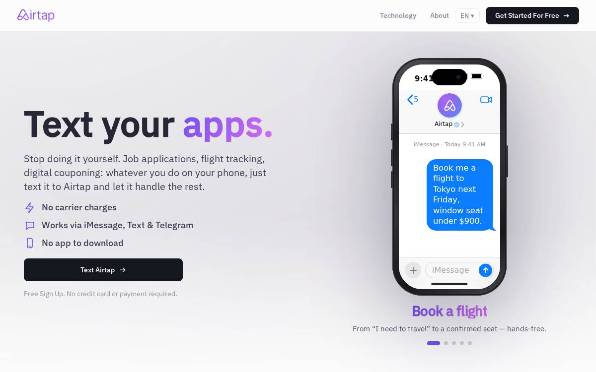 Airtap website preview