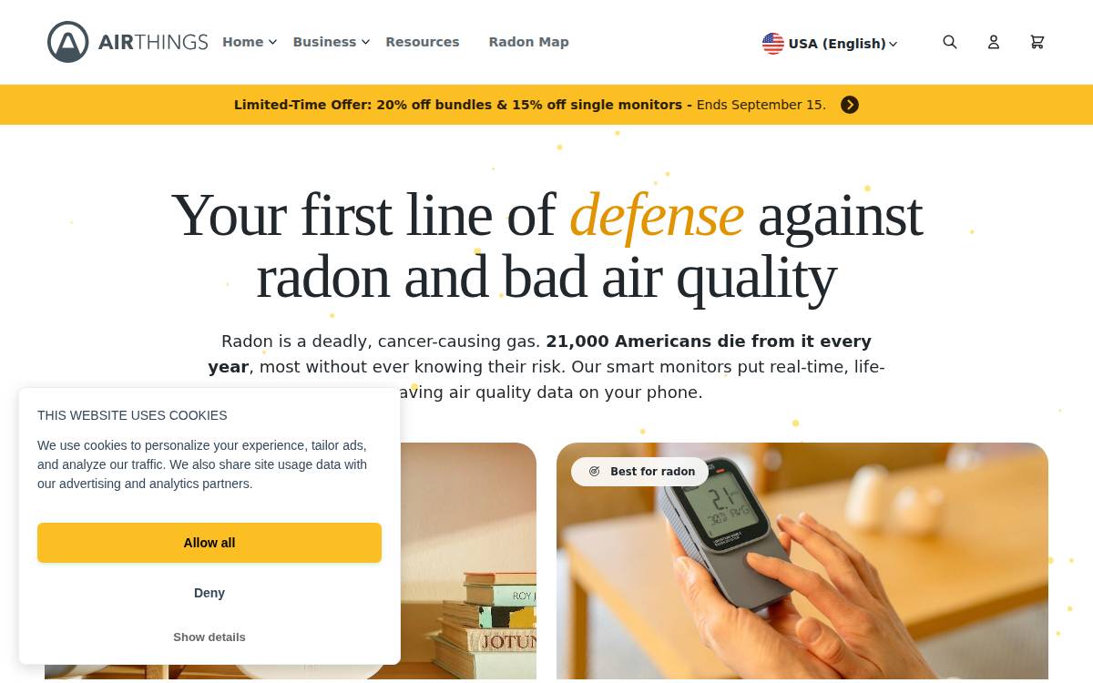 Airthings website preview