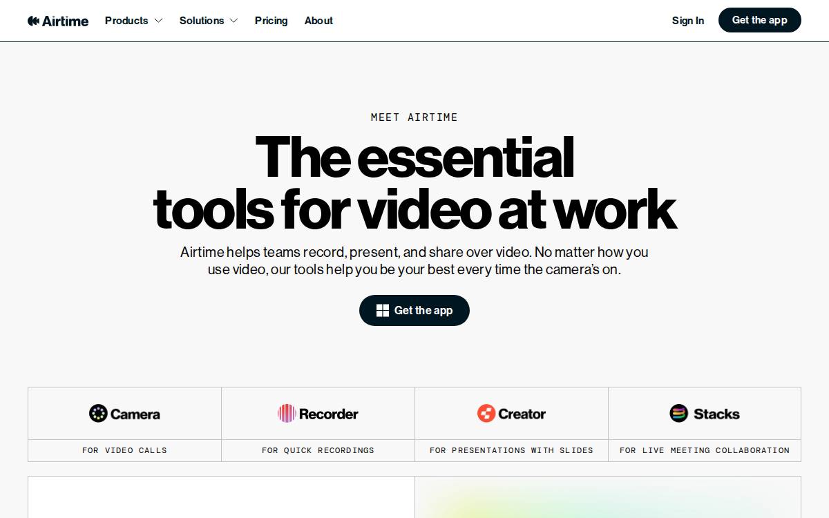 Airtime website preview